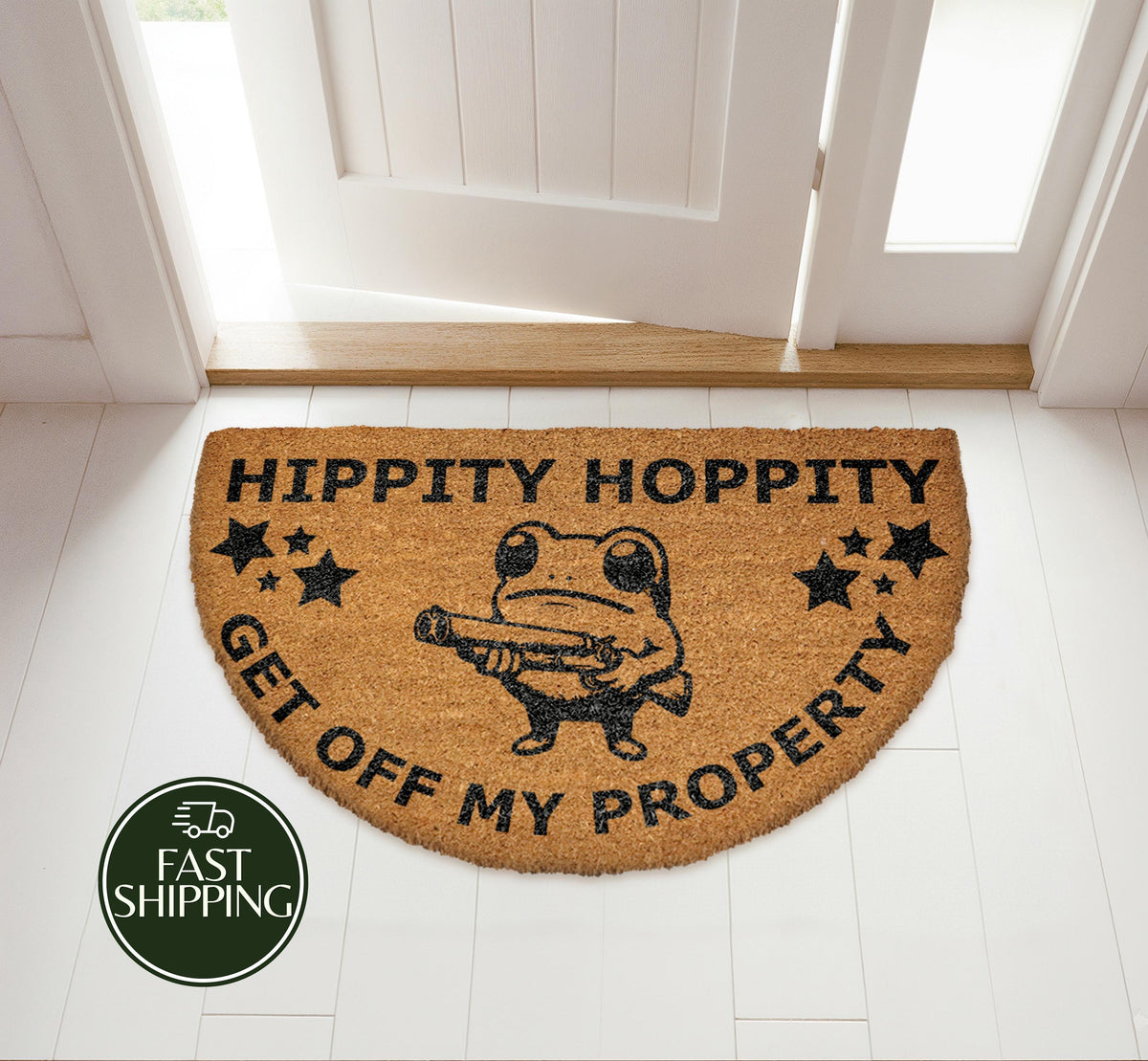 Hippity Hoppity Get Off My Property Doormat, Funny Western Frog Welcome Mat