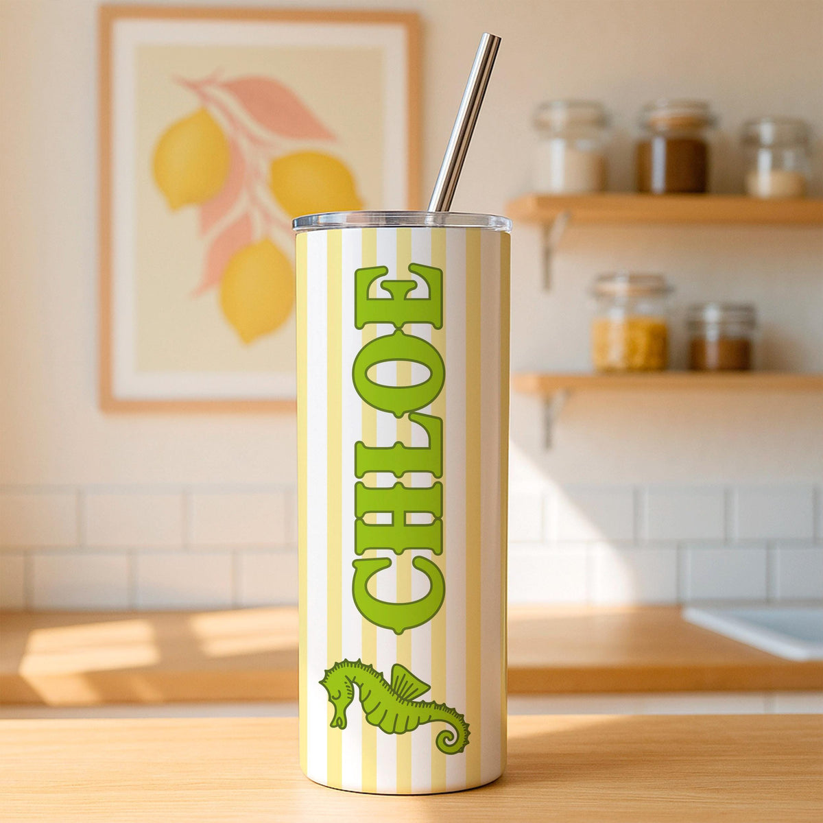 Personalized 20oz Skinny Tumbler, Custom Name Insulated Travel Mug, Stainless Steel Gift