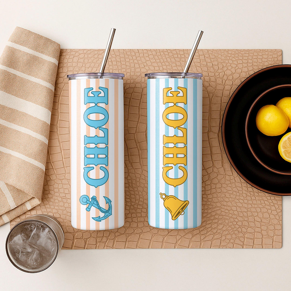 Personalized 20oz Skinny Tumbler, Custom Name Insulated Travel Mug, Stainless Steel Gift