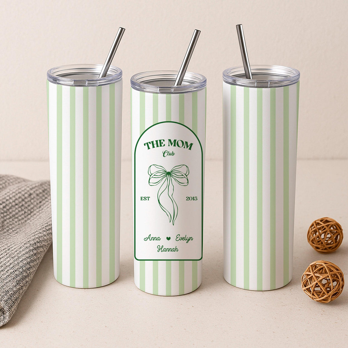 Personalized Mom Club Tumbler, Custom Kids Names Travel Mug, Insulated Stainless Steel Coffee Cup
