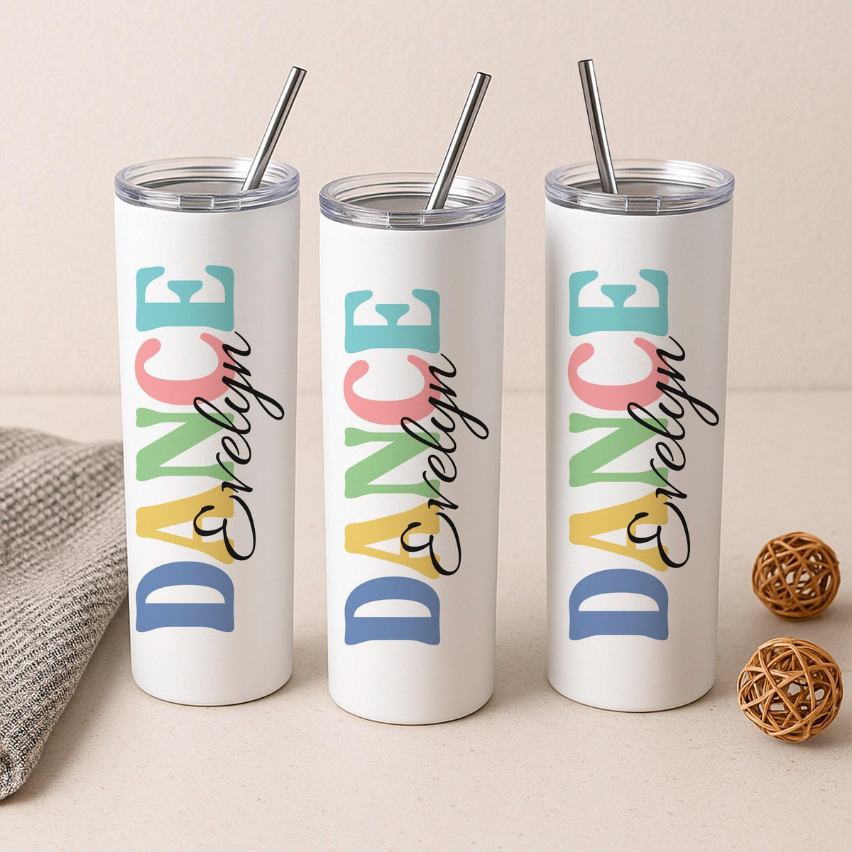 Personalized Dance Tumbler, Custom Name Insulated Travel Mug, Stainless Steel Coffee Cup
