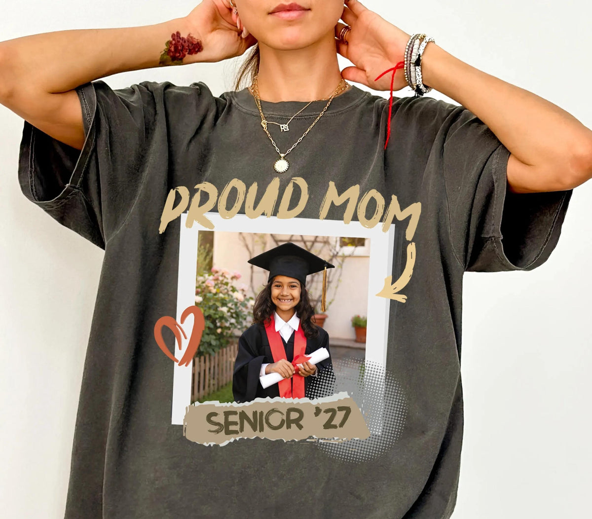 Comfort Colors® Proud Mom Senior Photo Shirt, Custom Senior Mom 2027 Tee, High School Grad Gift