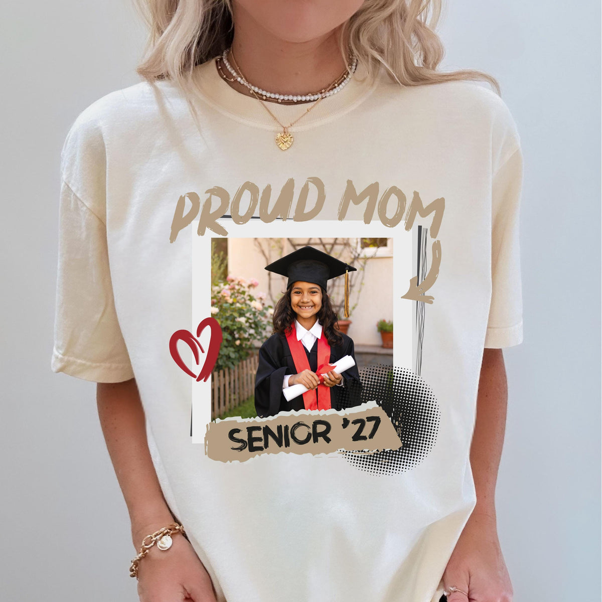 Comfort Colors® Proud Mom Senior Photo Shirt, Custom Senior Mom 2027 Tee, High School Grad Gift