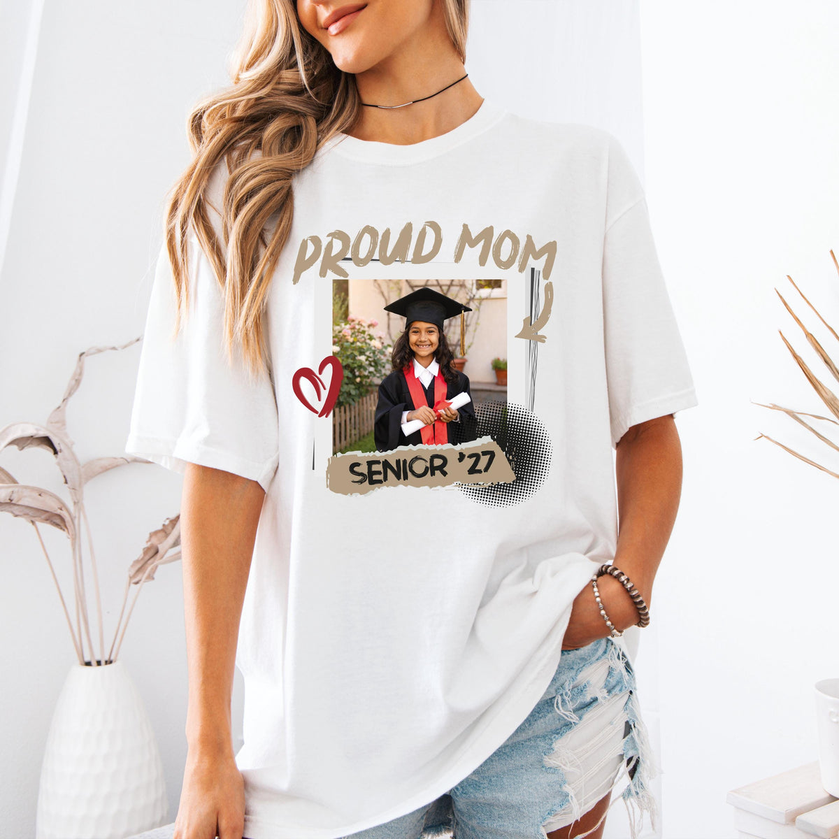 Comfort Colors® Proud Mom Senior Photo Shirt, Custom Senior Mom 2027 Tee, High School Grad Gift