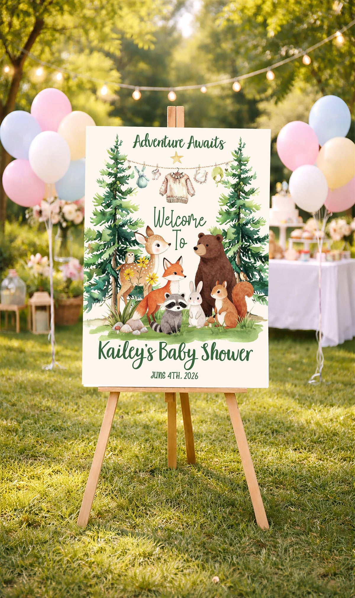 Personalized Woodland Baby Shower Welcome Sign