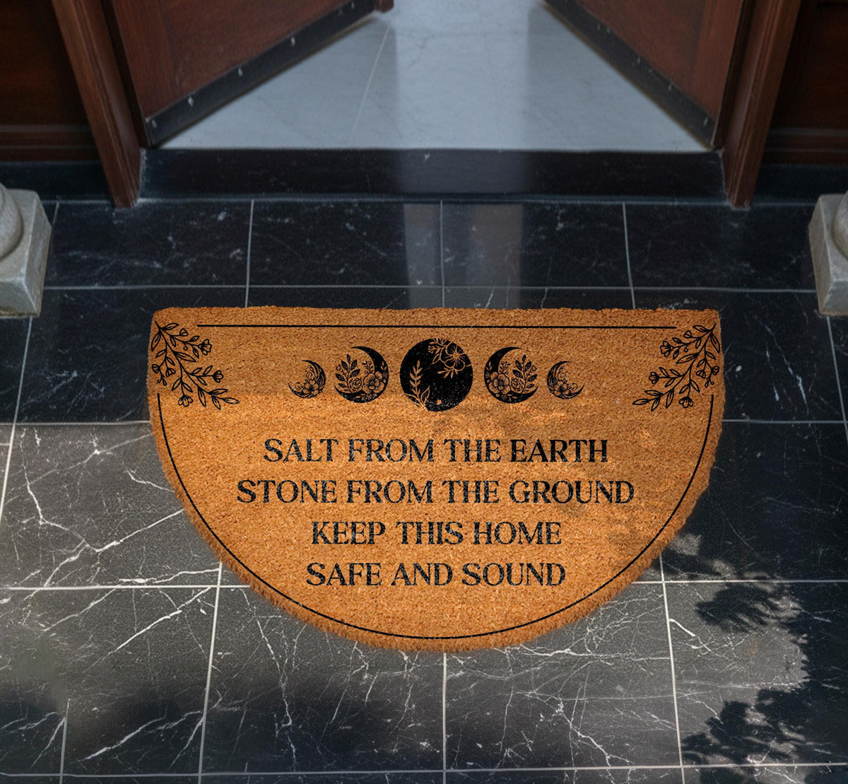 Salt From The Earth Doormat, Lunar Cycle Porch Rug, Newlywed Gift Wedding Gift