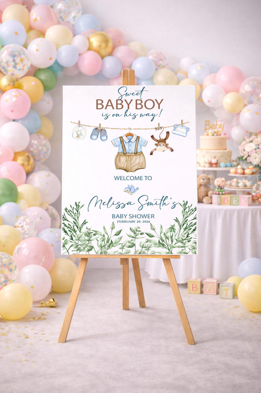 Welcome Baby Boy Shower Sign, Personalized Foam Board Banner