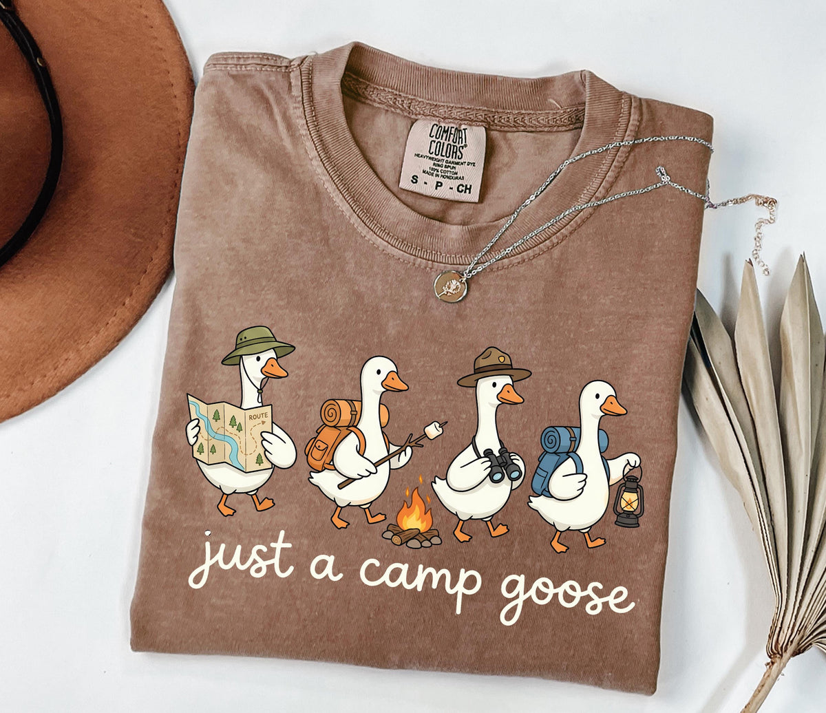Comfort Colors® Just a Camp Goose Shirt, Funny Camping Trip T-Shirt, Camp Lover Gift Tee