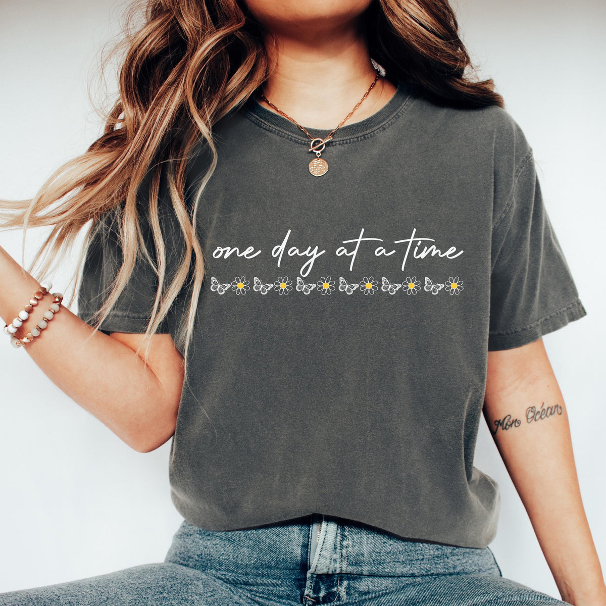 Comfort Colors® One Day at a Time Shirt, Motivational Tee, Be Positive Tees, Inspirational Gift