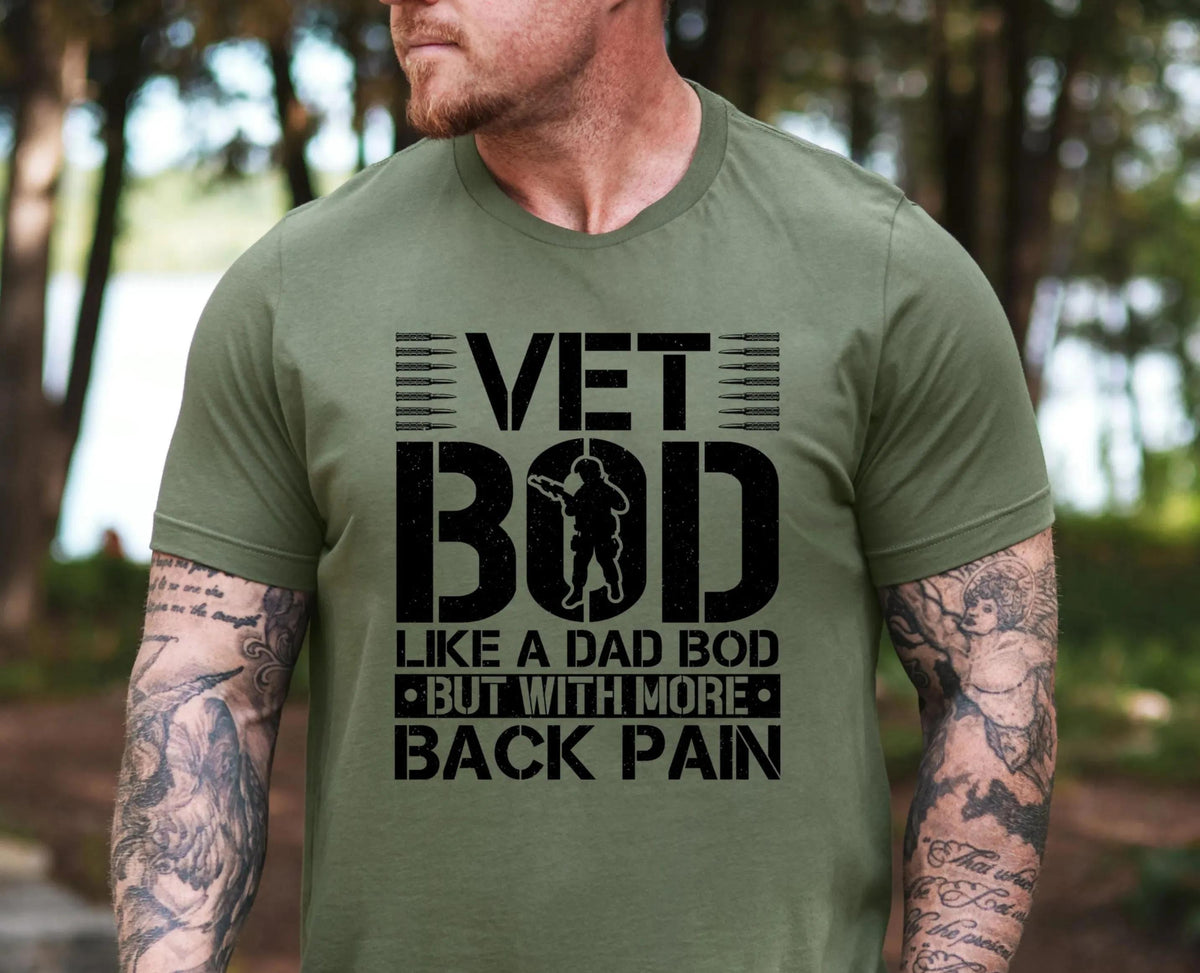 Vet Bod Veteran Humor Graphic Shirt