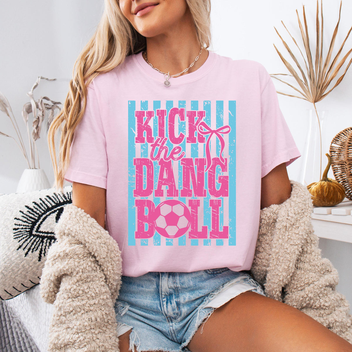 Comfort Colors® Kick the Dang Ball T-Shirt, Football Lover Tee, Football Mom Gift