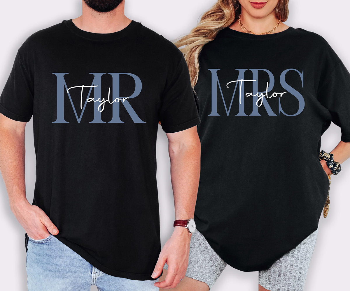 Custom Mr. Mrs. Comfort Colors® Shirt, Mrs Last Name Shirt, Mrs Last Name Shirt, Custom Wife and Husband Tees, Mr. Mrs. Matching Shirts