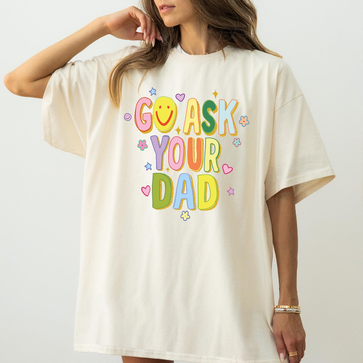 Comfort Colors® Go Ask Your Dad Shirt, Funny Parents Gift Tees, Striped Mother's Day Gift
