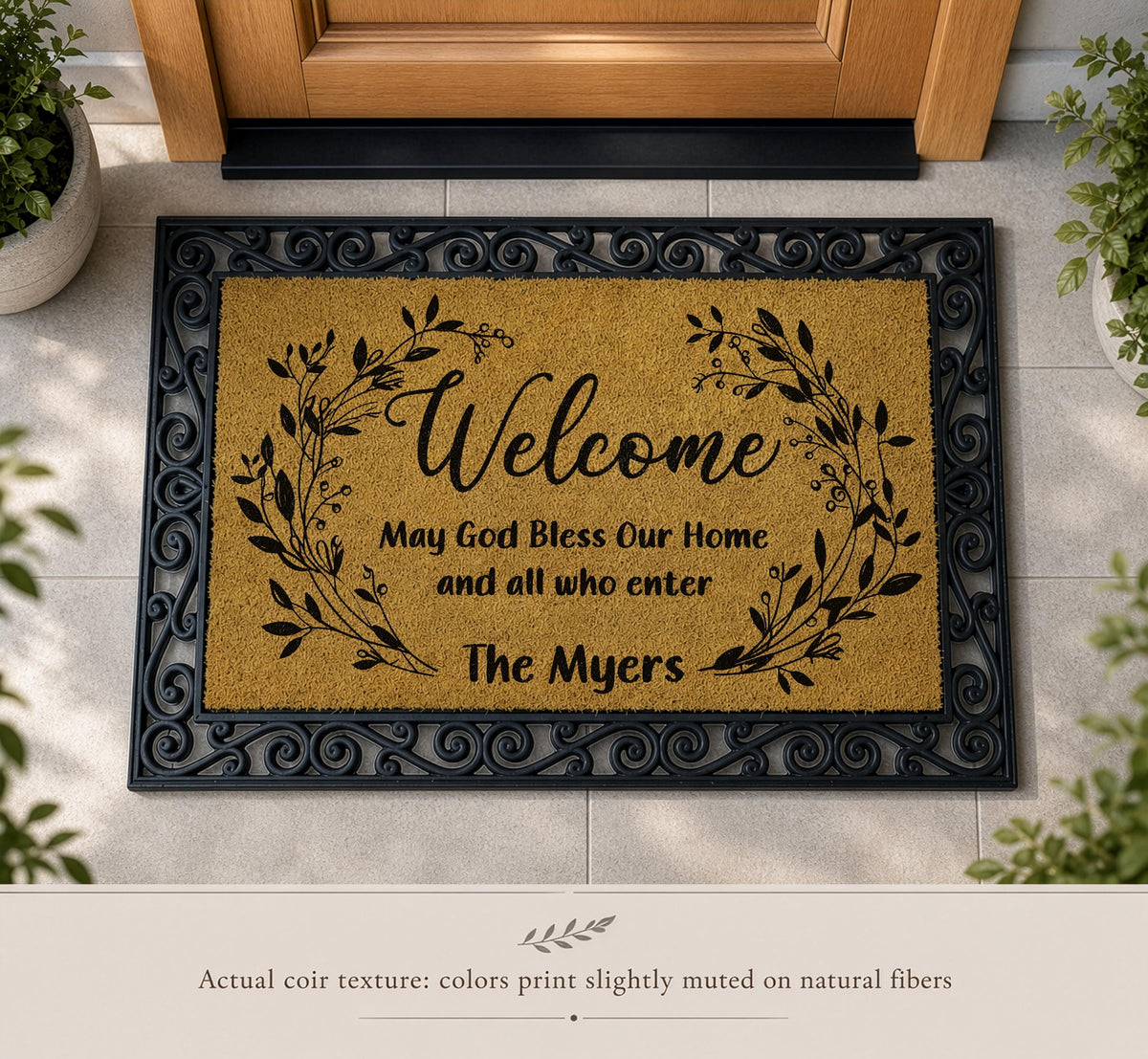Personalized May God Bless Our Home Welcome Mat