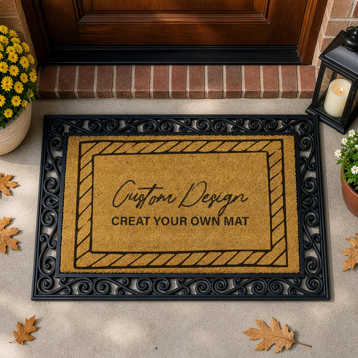 Personalized Frame and Font Interchangeable Doormat, Custom Text Welcome Mat