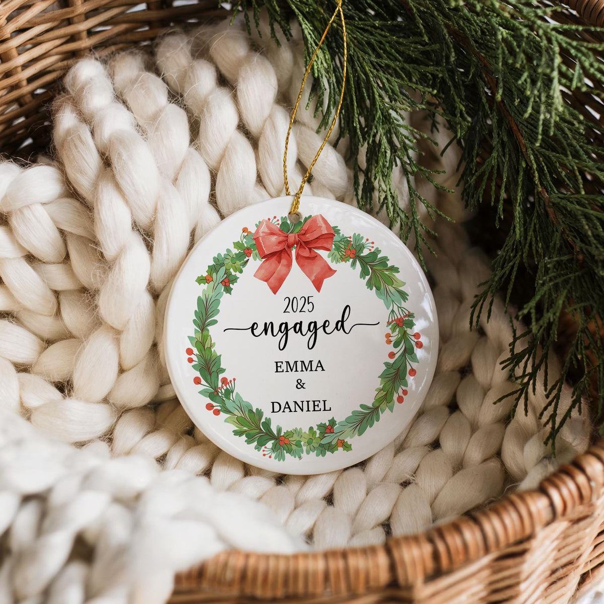 Personalized Engagement Keepsake, Custom Couple Names Ornament, Newly Engaged Christmas Gift