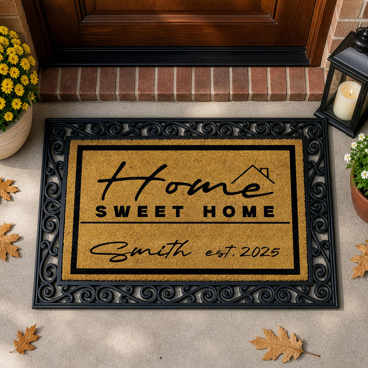 Personalized Home Sweet Home Doormat Set, Custom Family Name & Est Interchangeable Welcome Mat