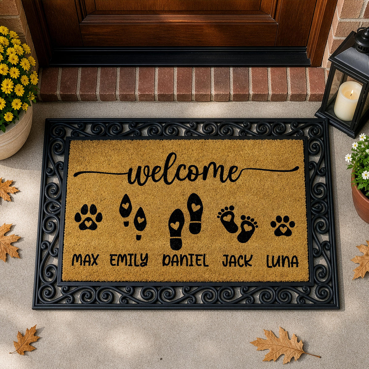 Personalized Pet Family Interchangeable Welcome Mat