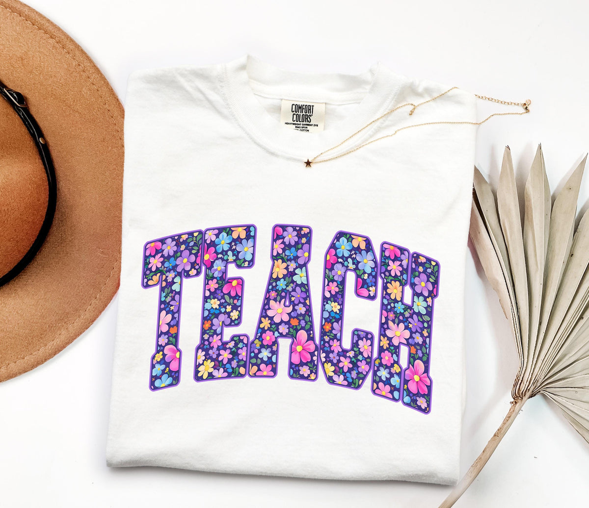 Comfort Colors® Floral Teach T-Shirt, Teacher Appreciation Tee, Teacher Summer Gift