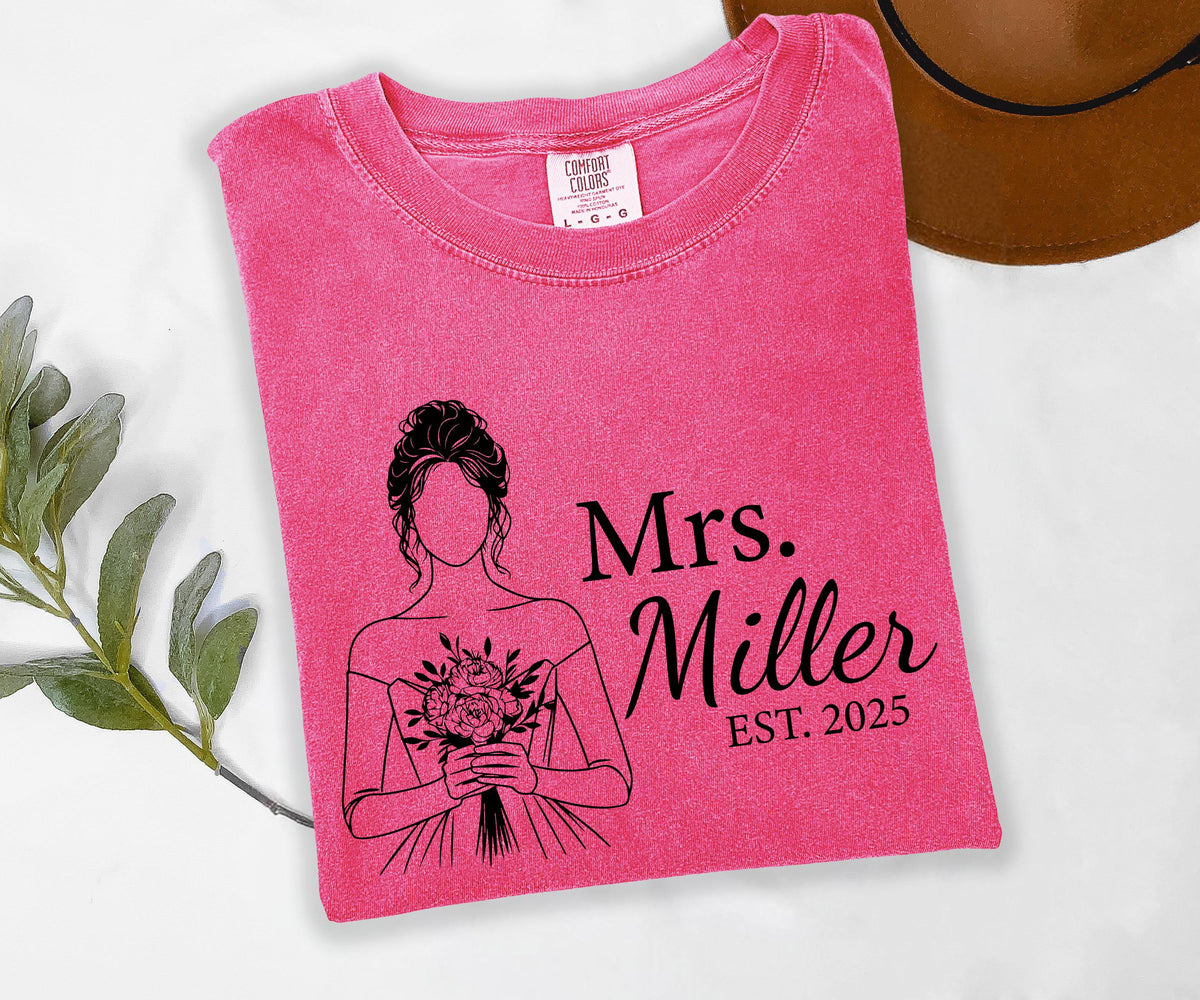 Custom Mrs. Bride Comfort Colors® Shirt, Bride to Be Tee, Bachelorette Party Gift