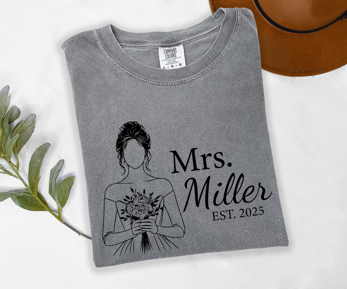 Custom Mrs. Bride Comfort Colors® Shirt, Bride to Be Tee, Bachelorette Party Gift