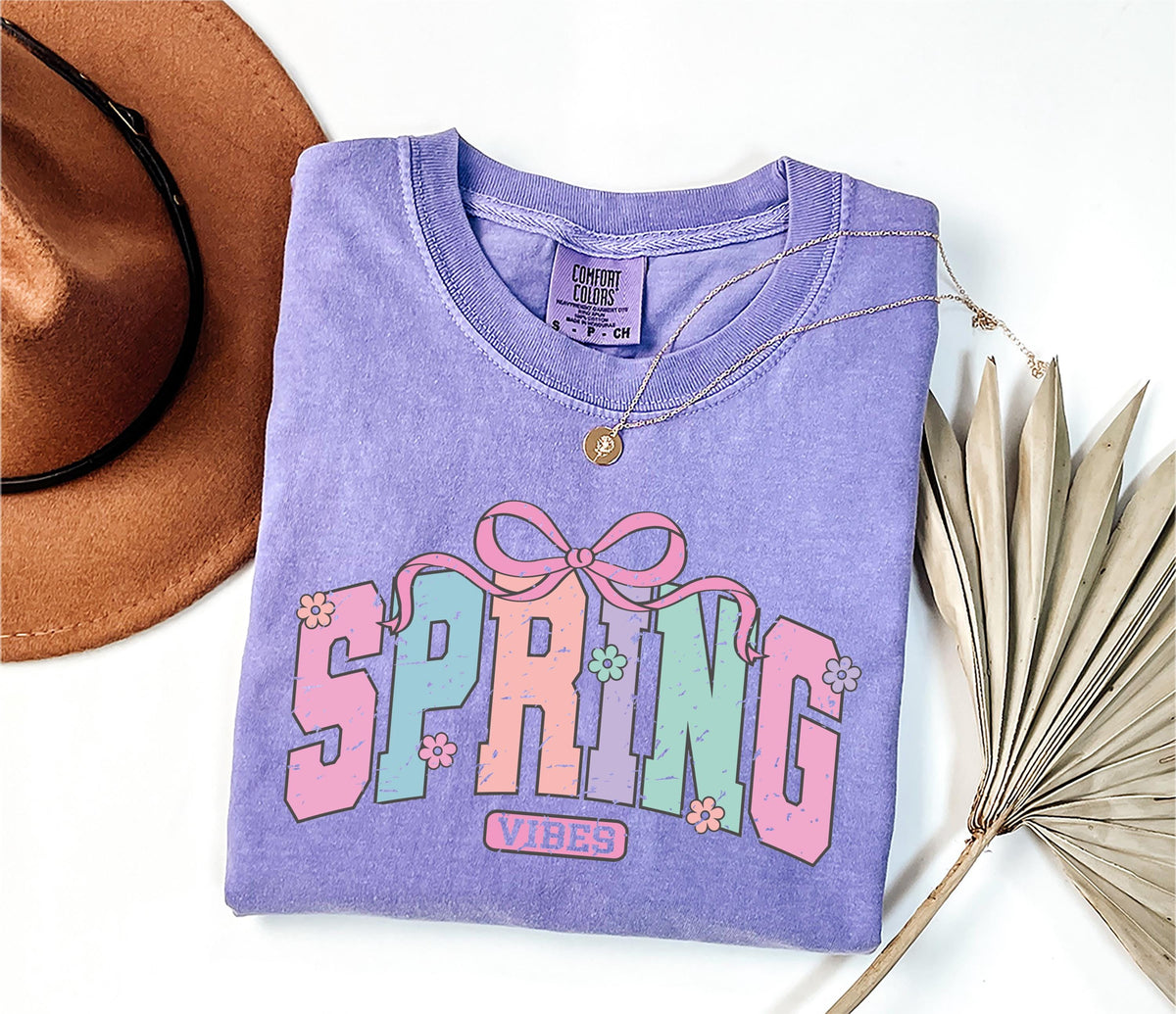 Comfort Colors® Coquette Spring Vibes Shirt, Floral Easter Gift Tee