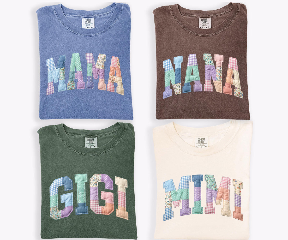 Pastel Faux Patchwork Mama Shirt