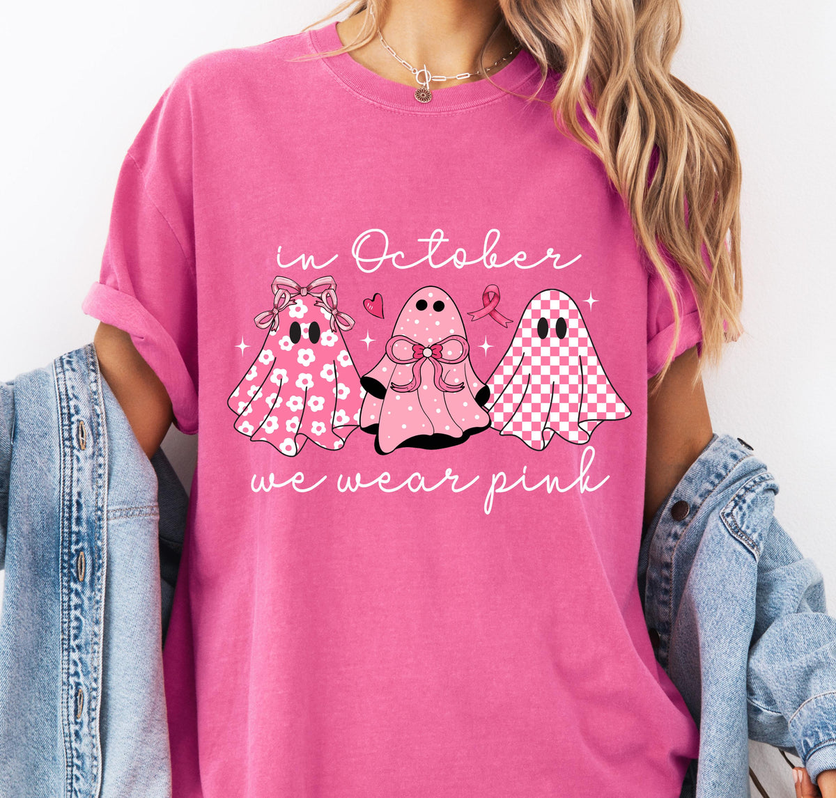 We Wear Pink Shirt, Breast Cancer Awareness Shirt, Comfort Colors® Cancer Warrior T-Shirt, Pink Ribbon Tee