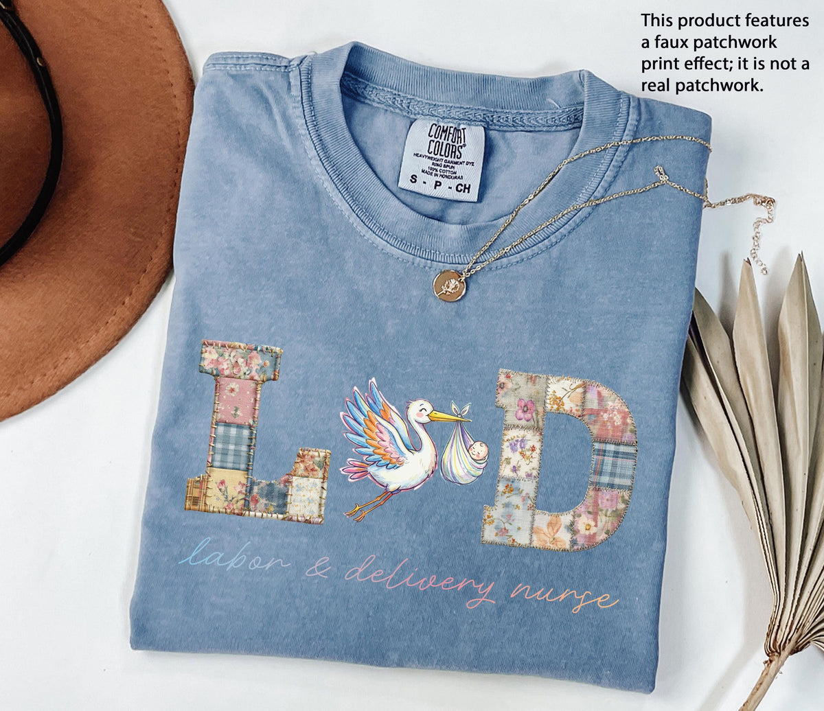 Faux Patchwork Labor and Delivery Nurse Shirt