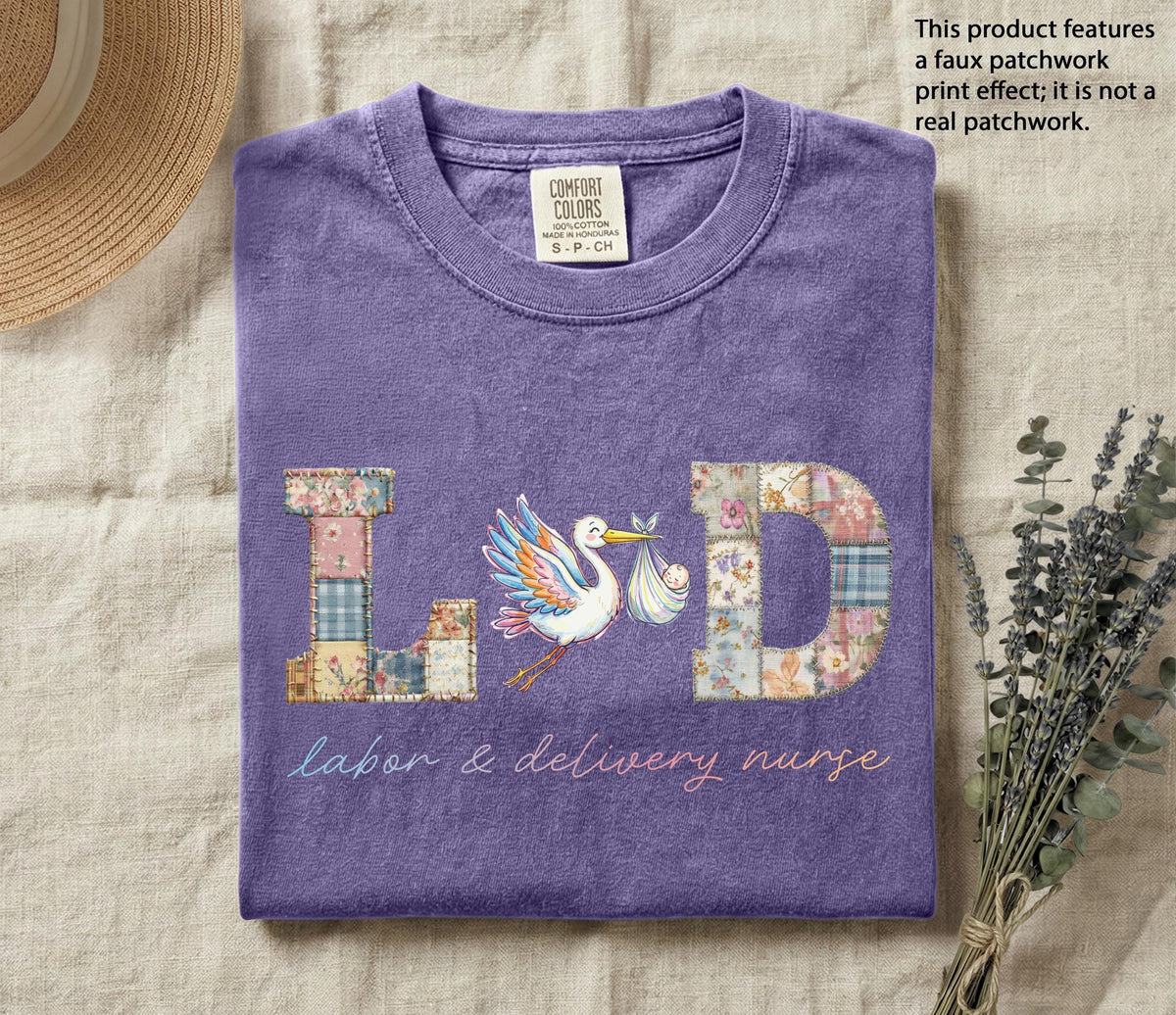Faux Patchwork Labor and Delivery Nurse Shirt