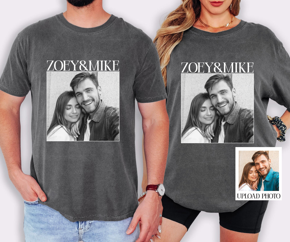 Couple Photo Comfort Colors® Shirts, Custom Couples Matching Gift, Add Your Photo Tee