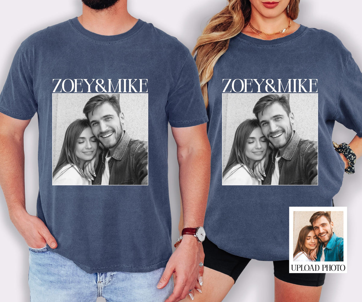 Couple Photo Comfort Colors® Shirts, Custom Couples Matching Gift, Add Your Photo Tee