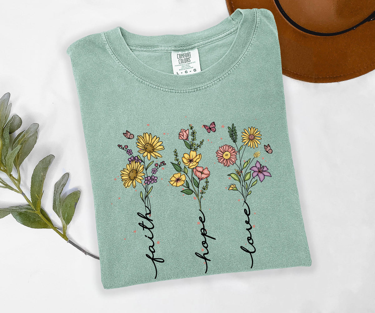 Faith Hope Love Wildflower Graphic Shirt