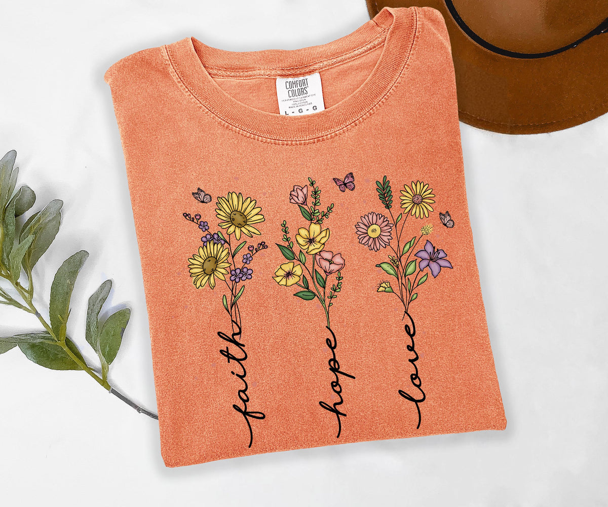 Faith Hope Love Wildflower Graphic Shirt