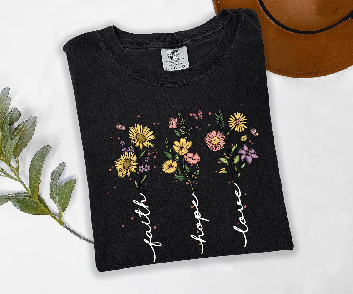Faith Hope Love Wildflower Graphic Shirt