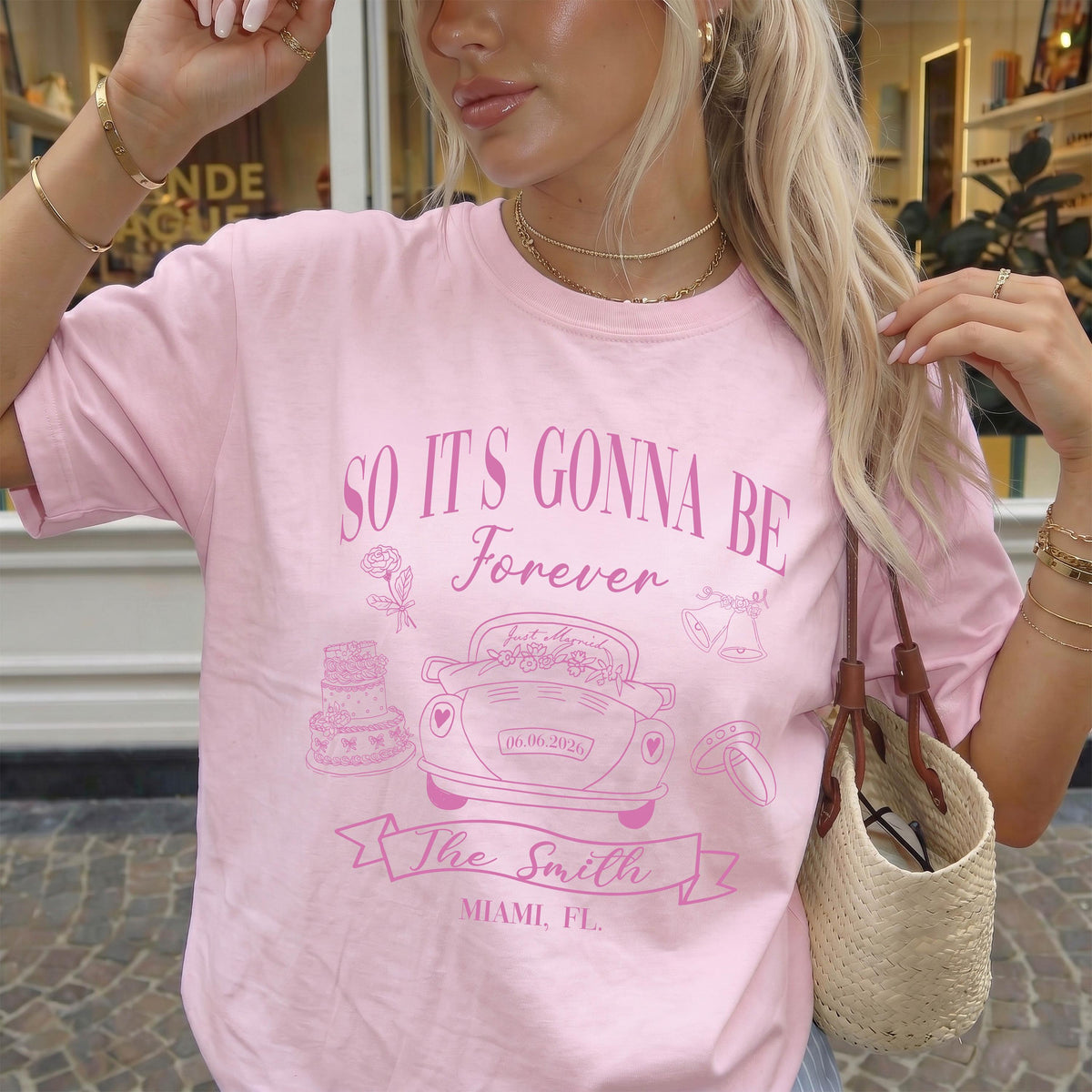 Comfort Colors® Custom Wedding Car Shirt, Just Married Tee, Last Name Tees, Personalized Bachelorette Gift