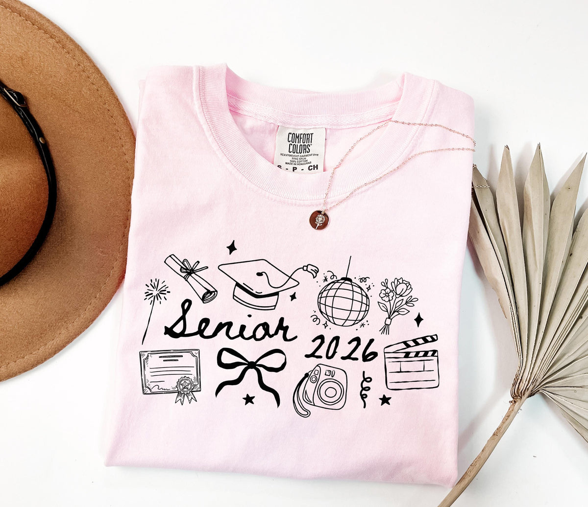 Comfort Colors® Senior 2026 Shirt, Coquette Bow Graduation Tee, High School Senior Gift