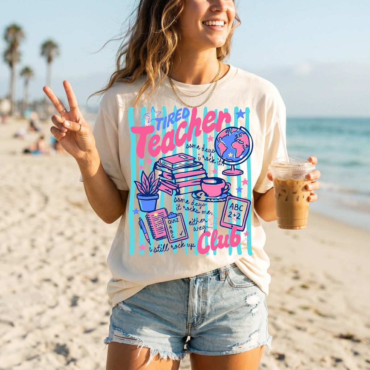 Comfort Colors® Tired Teacher T-Shirt, Summer Teacher Appreciation Tee, Last Day of School Shirt, Teacher off Day Tees