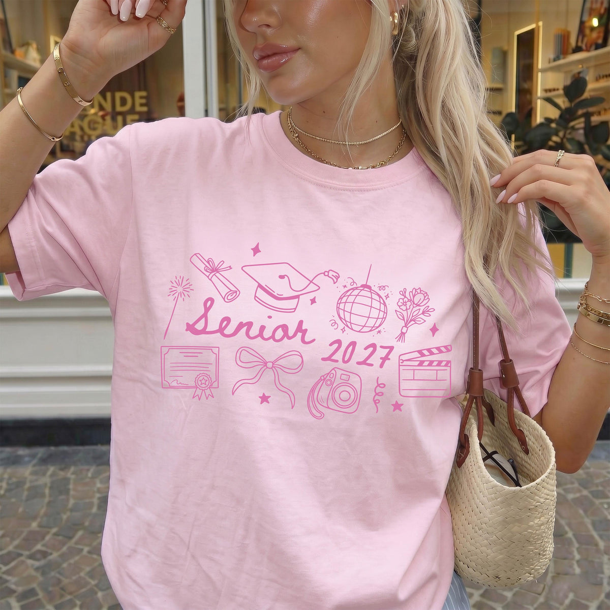 Comfort Colors® Senior 2027 Shirt, Coquette Bow Senior Girl Tee, High School Senior Gift, Class of 2027 Tees