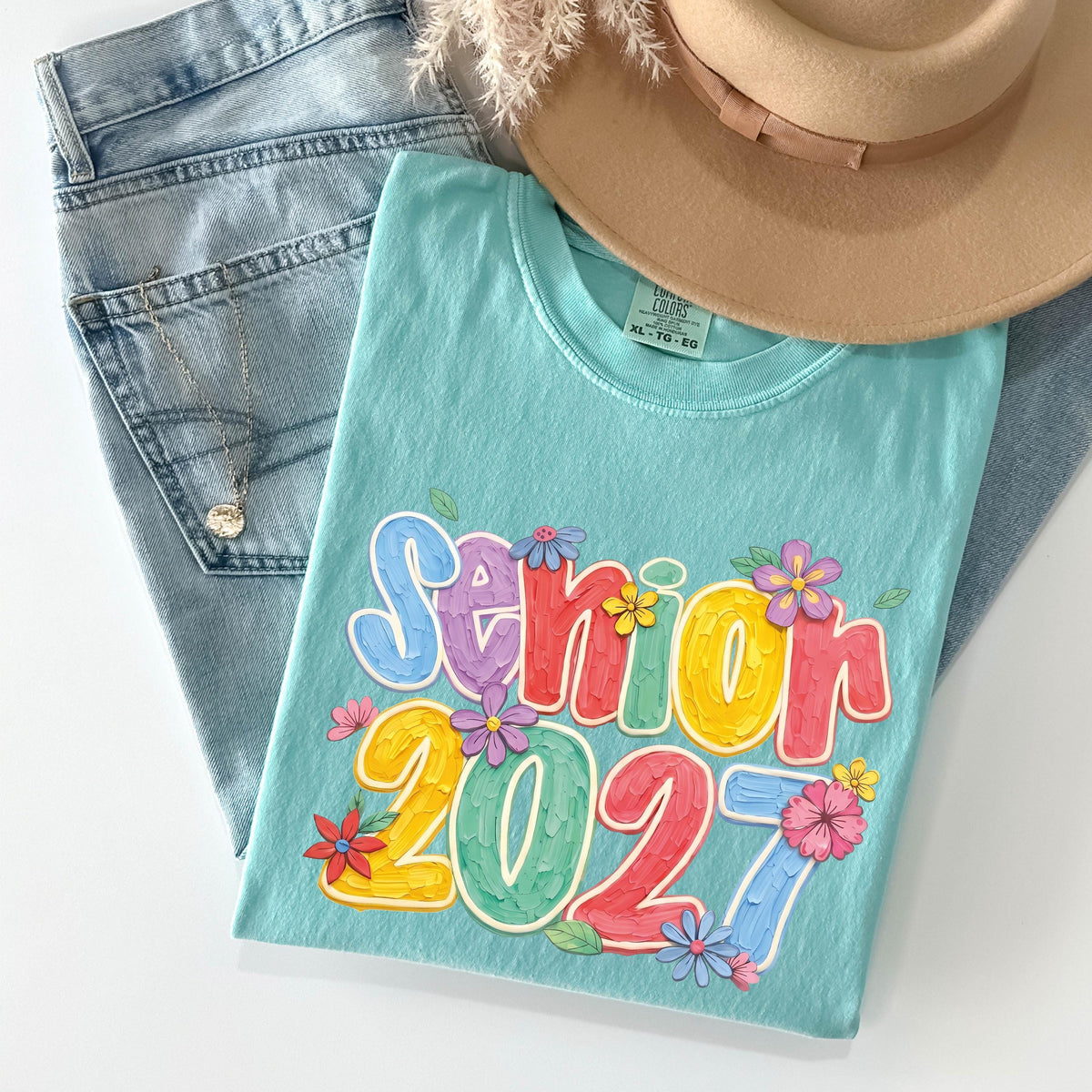 Comfort Colors® Brushstroke Senior 2027 Shirt, Floral Senior Girl Tee, High School Senior Gift, Class of 2027 Tees