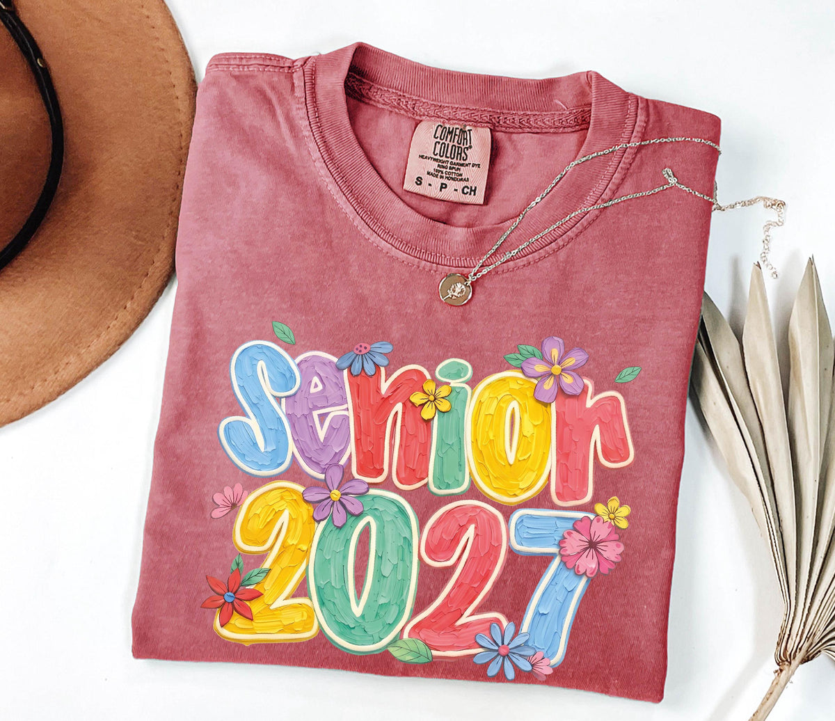 Comfort Colors® Brushstroke Senior 2027 Shirt, Floral Senior Girl Tee, High School Senior Gift, Class of 2027 Tees
