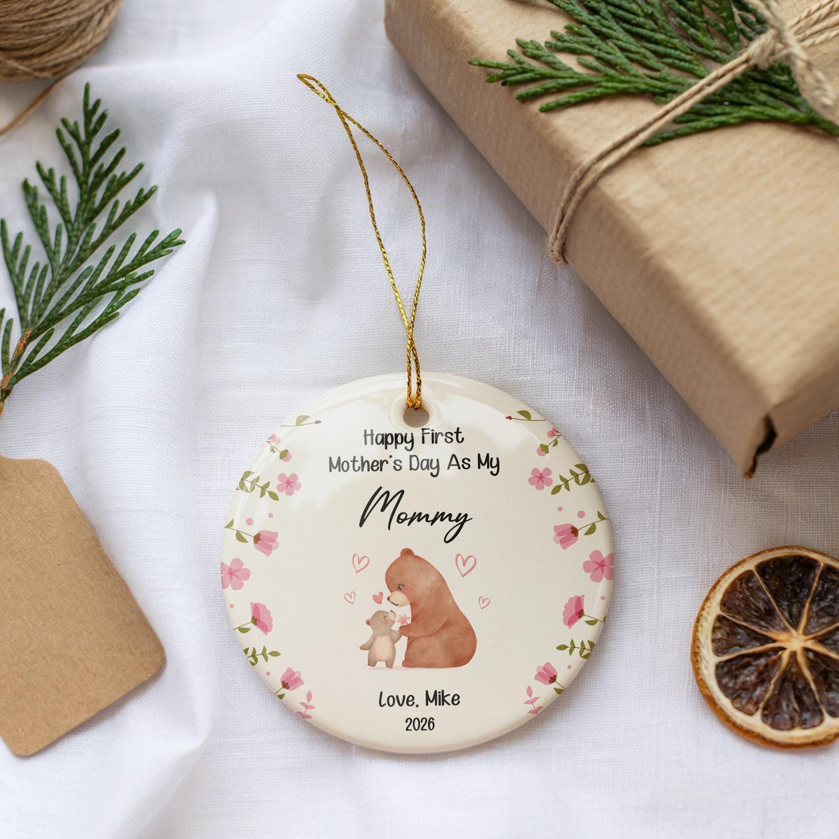 Custom Happy First Mother's Days As My Mommy Ornament, First Mothers Day Ceramic Ornament
