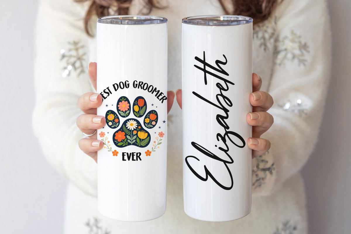 Custom Best Dog Groomer Ever Tumbler, Personalized Dog Groomer Travel Coffee Cup