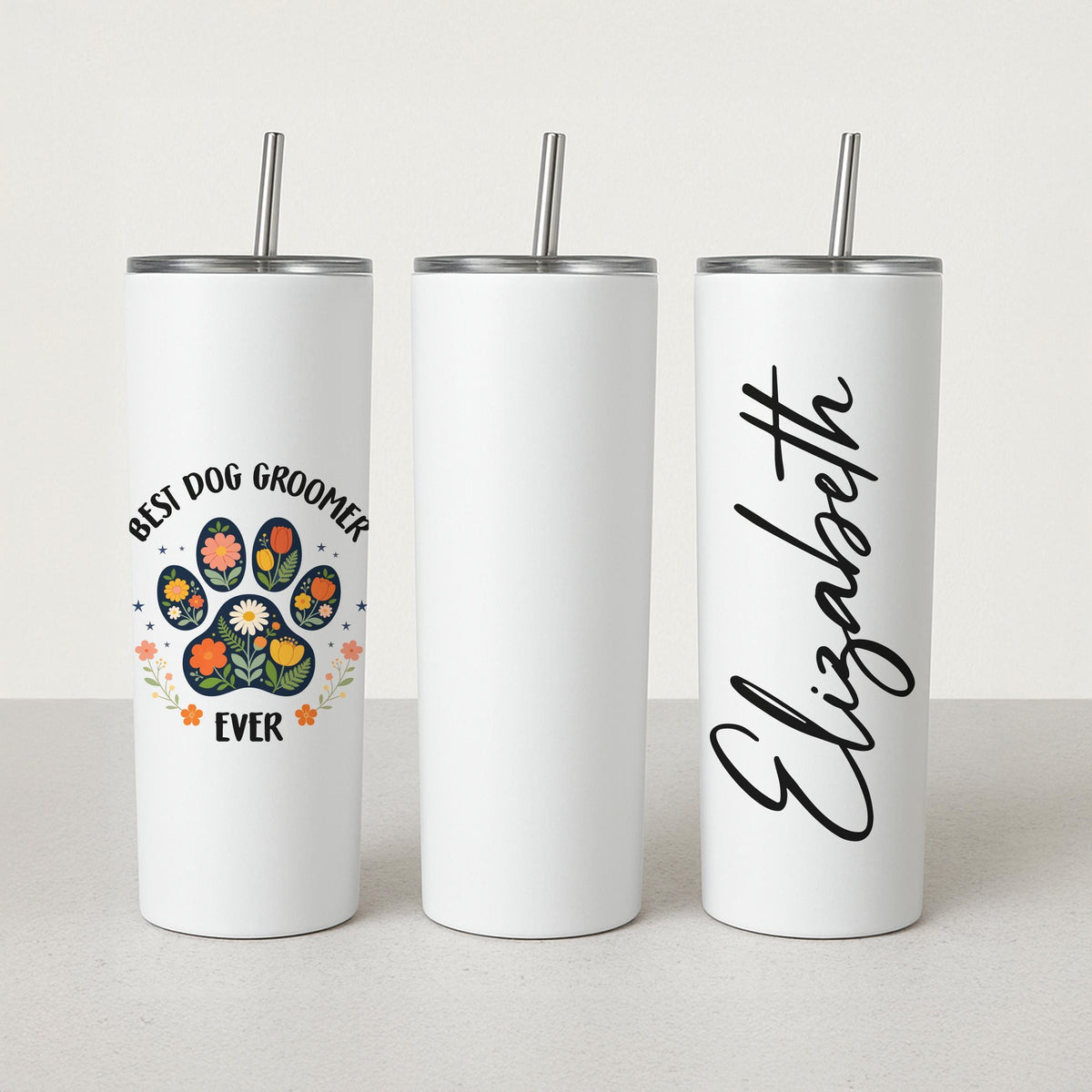 Custom Best Dog Groomer Ever Tumbler, Personalized Dog Groomer Travel Coffee Cup