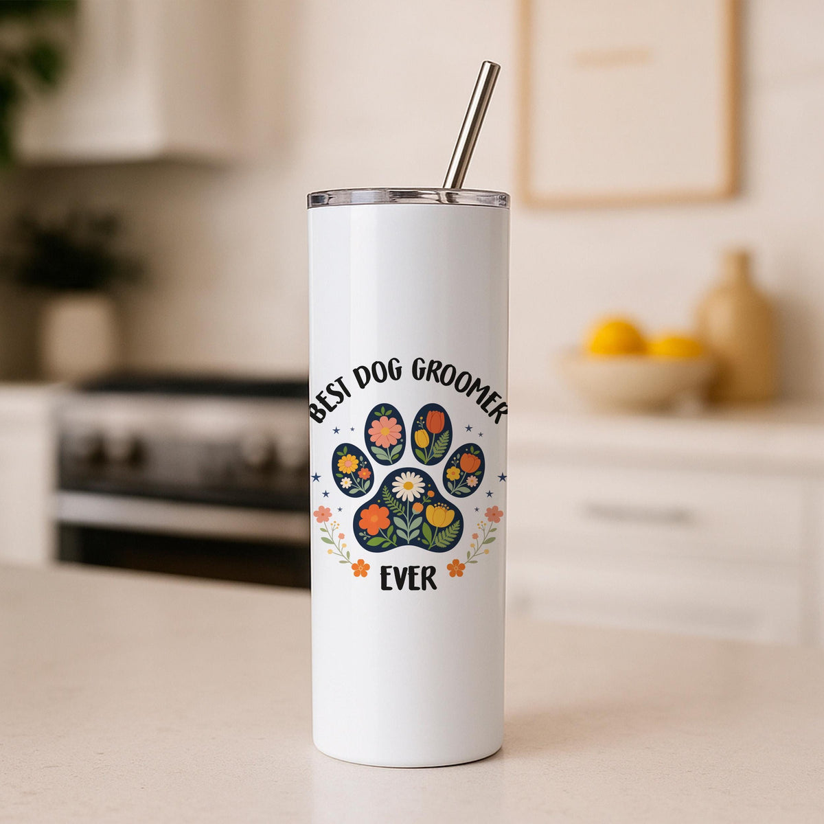 Custom Best Dog Groomer Ever Tumbler, Personalized Dog Groomer Travel Coffee Cup