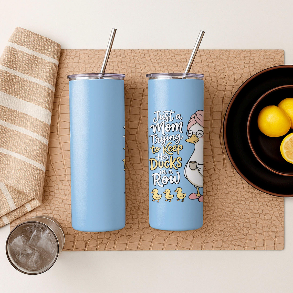 Mom Ducks in a Row Tumbler, Funny Insulated Coffee Cup, Mother’s Day Travel Mug