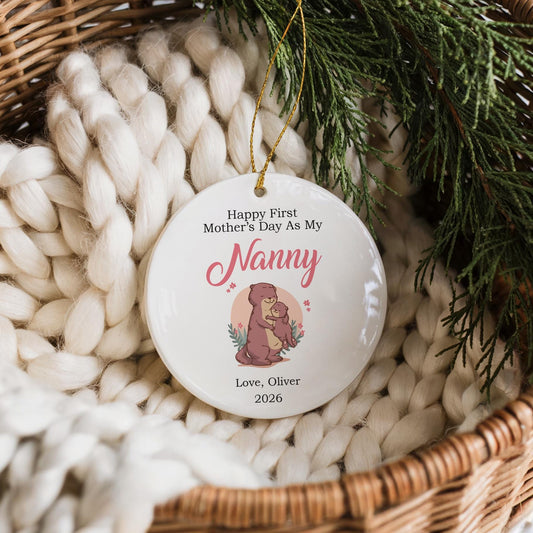 Custom Grandma Mothers Day Ornament, First Mothers Day As My Nanny Gift