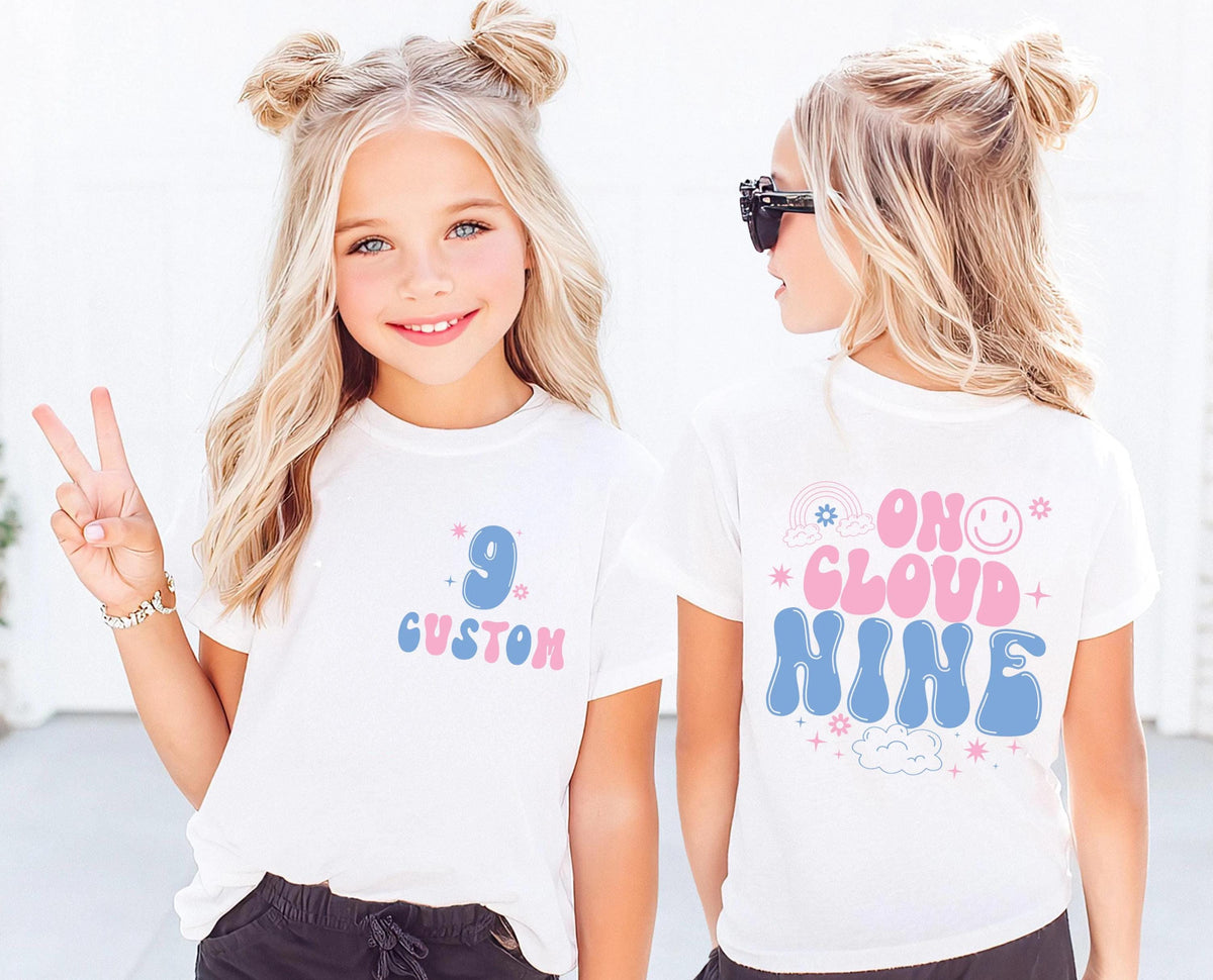 9th Birthday Girl Shirt, Personalized 9th Birthday Tee, Nine Years Old Birthday Gift Tee