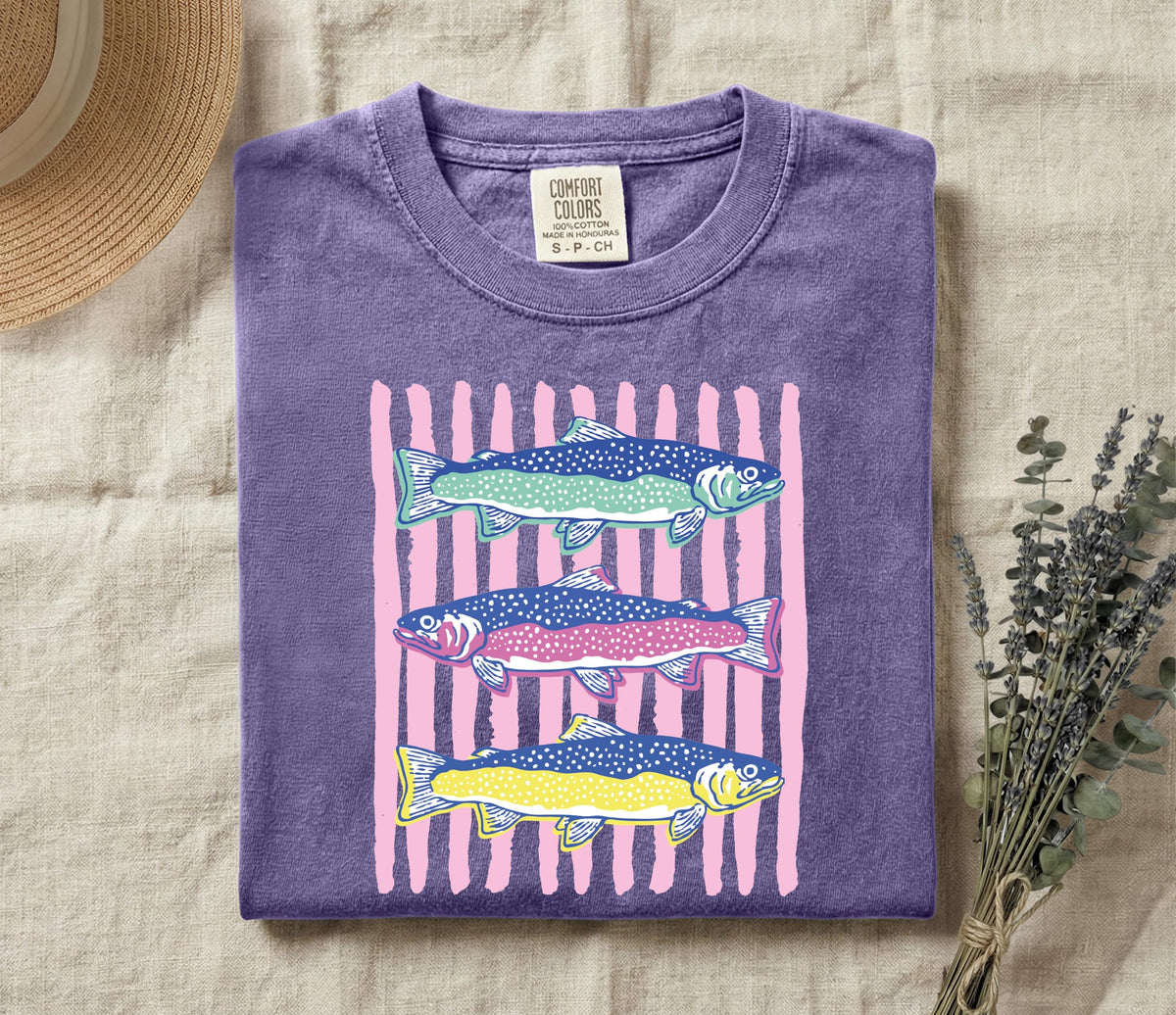 Comfort Colors® Preppy Fish Shirt, Summer Vibes T-shirt, Girls Beach T-Shirt, Summer Trip Tees