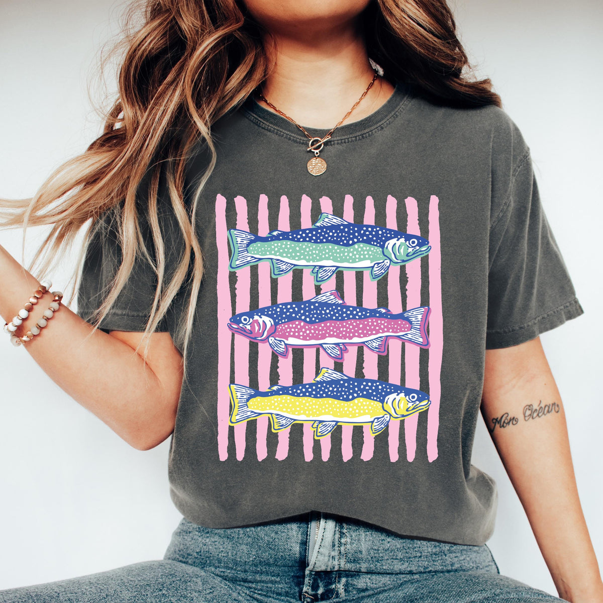 Comfort Colors® Preppy Fish Shirt, Summer Vibes T-shirt, Girls Beach T-Shirt, Summer Trip Tees